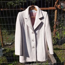 Herman Kay USA Vintage 80's Cream and Rose Wool Blend Car Walking Coat Sz Med