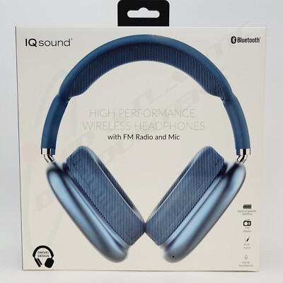 Supersonic IQ Sound High Performance Wireless Headphones w/ FM Radio & Mic, Blue