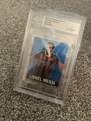 Rare 2018 Leaf Metal 48 Lionel Messi 1/1 Pre Production Proof Blue Beckett Grade