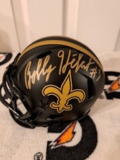 BOBBY HEBERT NEW ORLEANS SAINTS SIGNED BLACK ALT ECLIPSE MINI HELMET PSA DNA