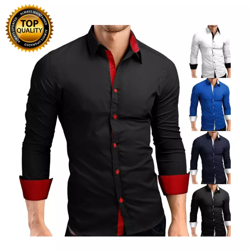 Verdulero Menos que Ingresos Camisas Para Hombre Manga Larga De Vestir Camisa Formal Slim Fit Para Hombre  New | eBay