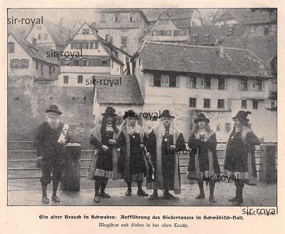 Siedertanz Aufführung in Schwäbisch Hall - 1907 - alte Tracht Schwaben ~14x11cm