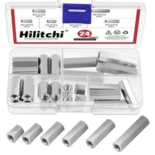 24 Pcs M6 Hex Coupling Nut Assortment 10-40mm Metric Threaded Connector