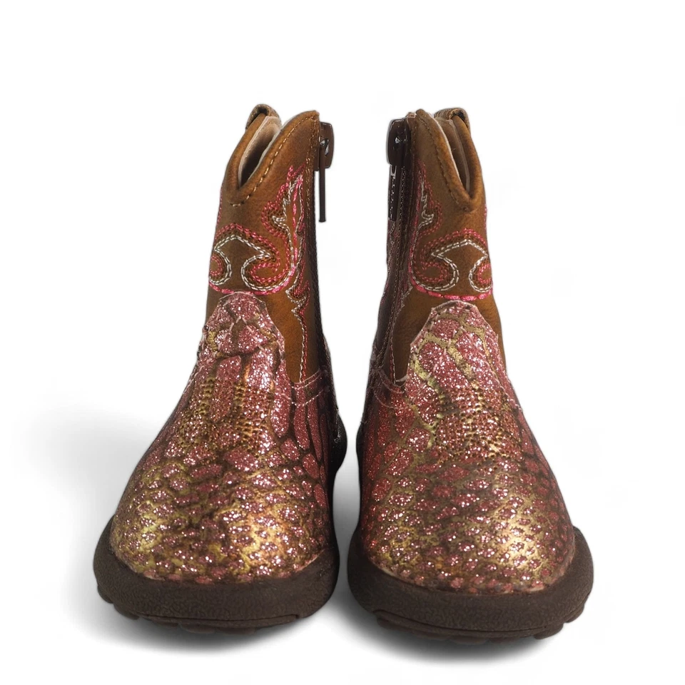 Botas de Vaquero Roper Sparkle Western Rosa Brillo/Marrón Bebé Recién Nacido 1 Foto 3 de 4