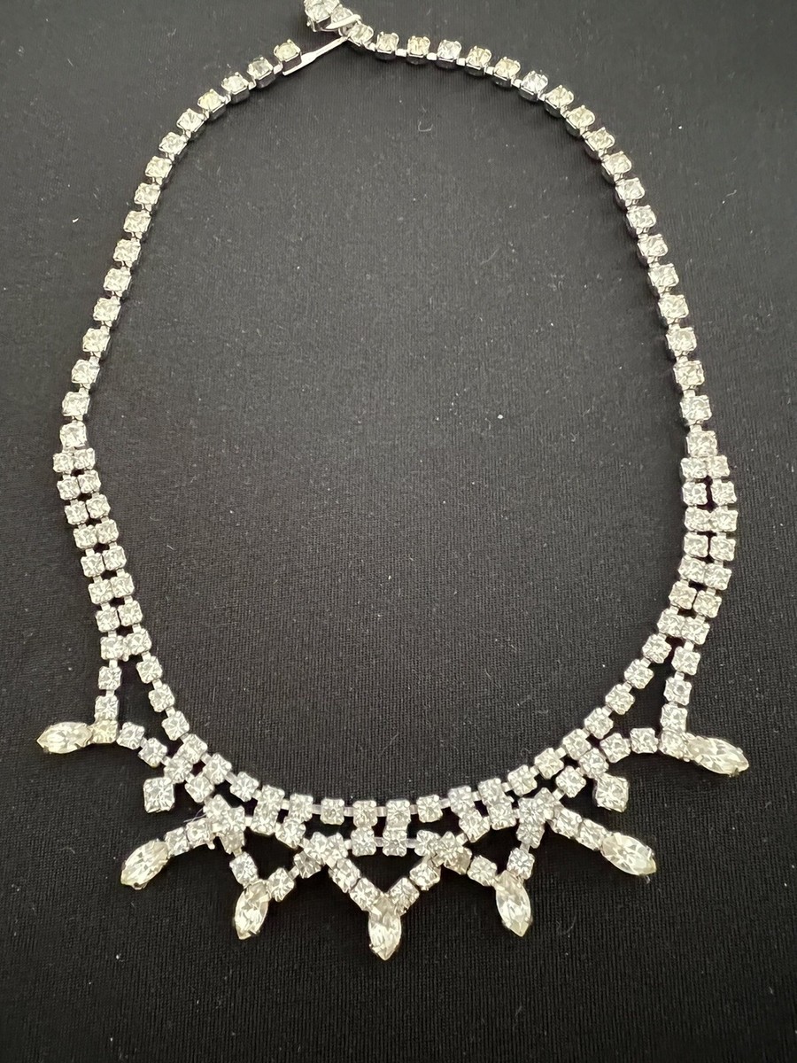Vintage KRAMER signed Timeless Classic Necklace Rhinestones  View 2