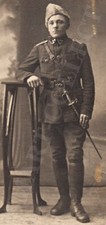 1920 ESTONIA Liberation War OFFICER in Early Type Uniform with DIRK KORTIK Photo