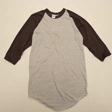 VINTAGE Russell Athletic NOS 70s Heather Brown Blank Baseball Tee Size L