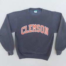 VINTAGE Champion Clemson University South Carolina Crewneck S Grey Logo Pullover