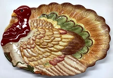 Pier 1 Imports 17" x 12" Turkey Platter Thanksgiving Dinner Fall Decor EUC