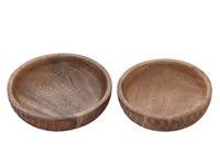 Holzschale 2Er Set ø15/17Cm H 4Cm Dekoschale Tik & Tok Rund Mangoholz Dekoschale
