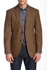 Tommy Hilfiger Ethan Brown Guncheck Two Button Notch Lapel Wool Blazer size R42