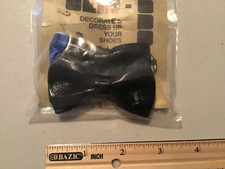 Vintage Pair Black Faux Leather Shoe Clips SG D  or