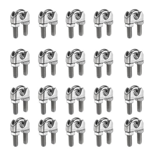 20 Pcs M10 3/8" Wire Rope U-Bolt Cable Clamps Saddle Fastener