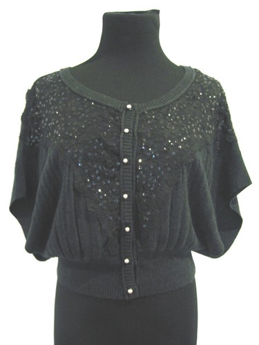 Sequin Cardigan Sleeved-Shawl Shrug 