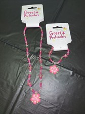 Great Pretenders Children s 2 pc Necklace And Bracelet Set Pink Smiling Flower