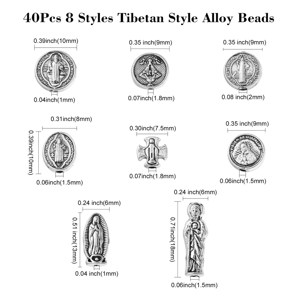 40 Piezas Cuentas de Jesús Religiosas Cuentas Rosario Nuestra Señora para Joyería Artesanal Hágalo Usted Mismo Foto 2 de 4