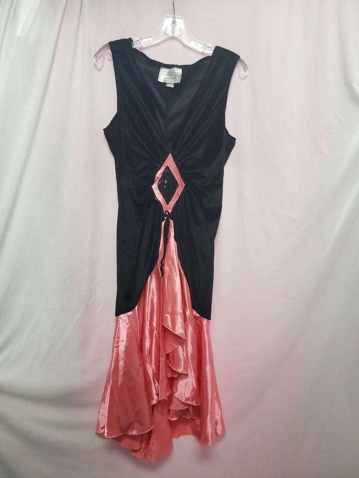 Vestido Puttin' on the Ritz Años 20 Flapper Gatsby Negro Terciopelo Coral Disfraz Adulto Pequeño Foto 2 de 4