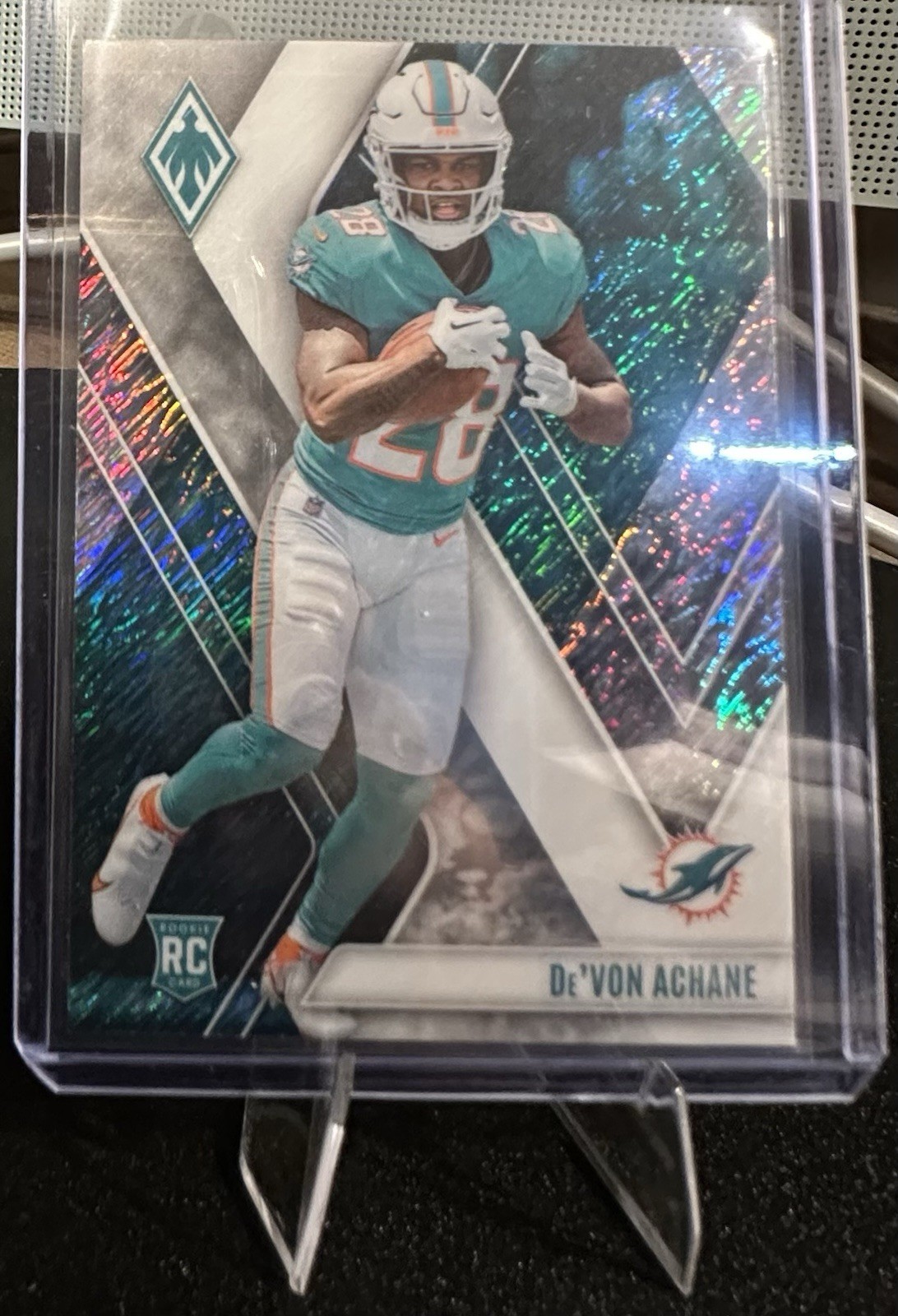 DE'VON ACHANE 2023 PANINI PHOENIX #130 ROOKIE WHITE SHIMMER RC DOLPHINS