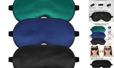 Silk Sleep Mask for Sleeping with Adjustable Strap, Satin Black Blue Green