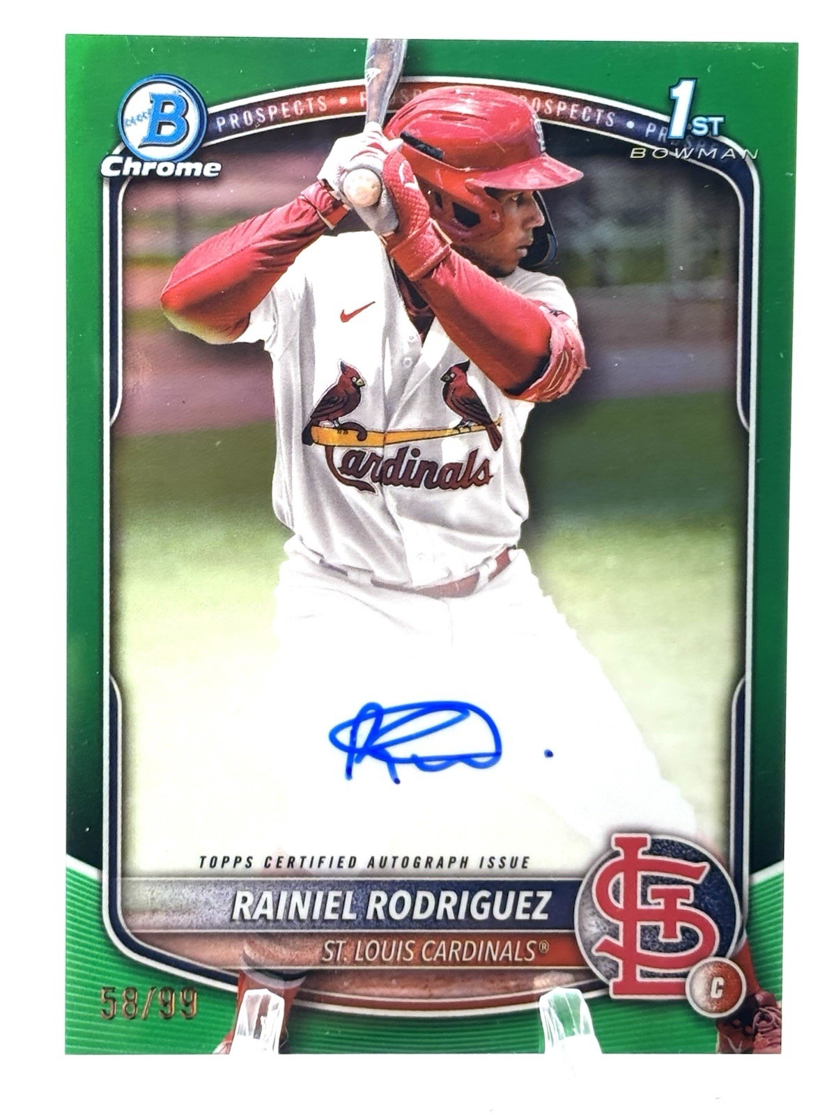 2025 BOWMAN CHROME Rainiel Rodriguez /99 1st True Green Auto (RC) CPA-RR 🔥🔥
