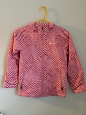 Columbia Girls Pink Softshell Fleece Jacket Outer  Inner Layer Geometric Solid