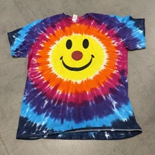 Clown Smiley Face Tie Dye Shirt Red Sparkle Nose Mens L NWOT Free Fast Shipping