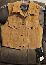 Vtg NWT Mariah Western Suede Vest Small Cowboy Biker 90s Snap Rodeo Moto