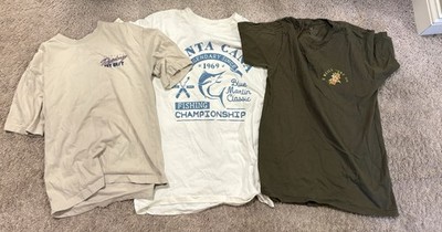 Coastal Graphic Print T-Shirts Surf Fishing Racing Green White Beige