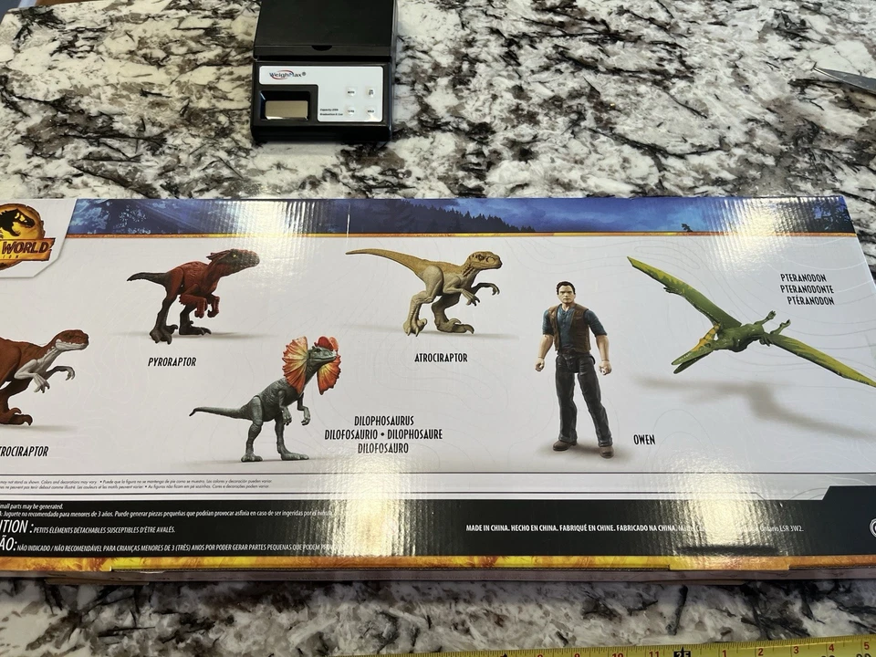 Jurassic World Dominion Paquete de 6 Figura Básica 12" Owen y Dinosaurios Mattel Nuevo Foto 2 de 2
