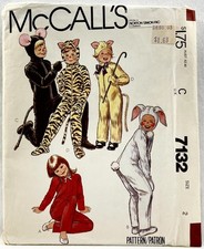 1980 McCalls Sewing Pattern 7132 Childrens Animal Costumes Size 2 Vintage 17567