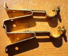 2 Vintage Brass Finish Adjustable 9/16" Curtain Cafe Rod Support Brackets