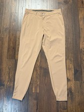 Primo Golf Jogger Pants Mens 34x30 Khaki Stretch Tapered Performance Zip Ankle