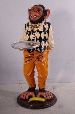 Large Monkey Chimp Butler Statue Restaurant Decor Chimpanzee Display Funny Decor