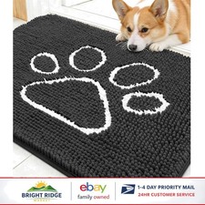 Dog Door Mat 30x20 for Muddy Paws with Paw Print Design and Quick Dry Chenille