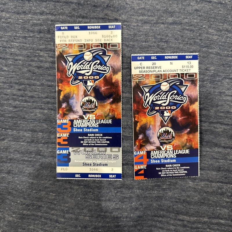 2000 World Series Subway Series Game 3 & 4 Ticket Stub Lot Yankees Mets Jeter