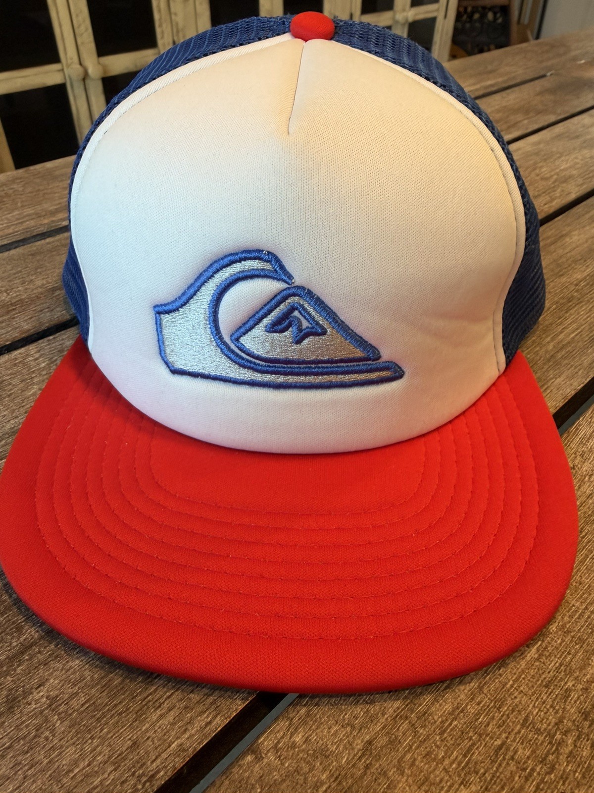Quiksilver Trucker Hat Red White Blue Adjustable Snapback Su