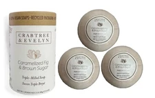 Crabtree Evelyn Caramelized Fig & Brown Sugar Triple Milled Soap 3 X 3.5 OZ NIB