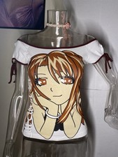 Y2K Anime Graphic Brunette Girl Rare Glamour Print VTG MADE IN USA
