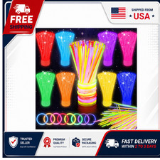 100 Glow Sticks Bulk Party Pack 8" Neon Glowsticks with Connectors DIY