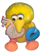 Vintage 1988 Playskool Baby Big Bird Plush Rattle Sesame Street Toy with Blanket