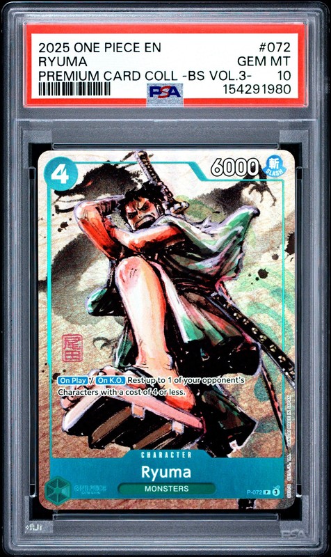 ONE PIECE RYUMA 072 2025 PREMIUM CARD COLLECTION VOLUME 3 PSA 10