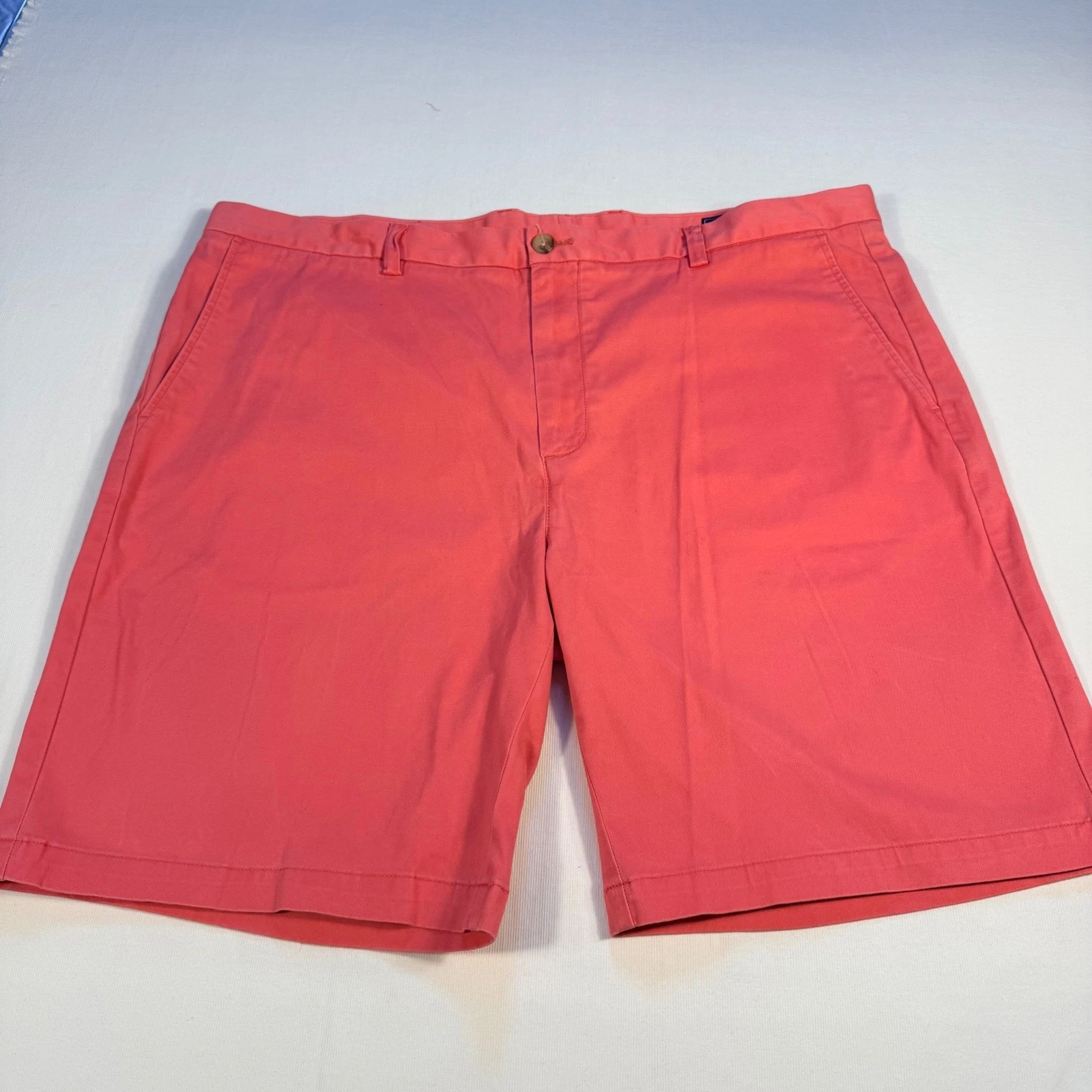 Vineyard Vines Breaker Shorts 40 Coral Pink Salmon Cotton Stretch Flat Front