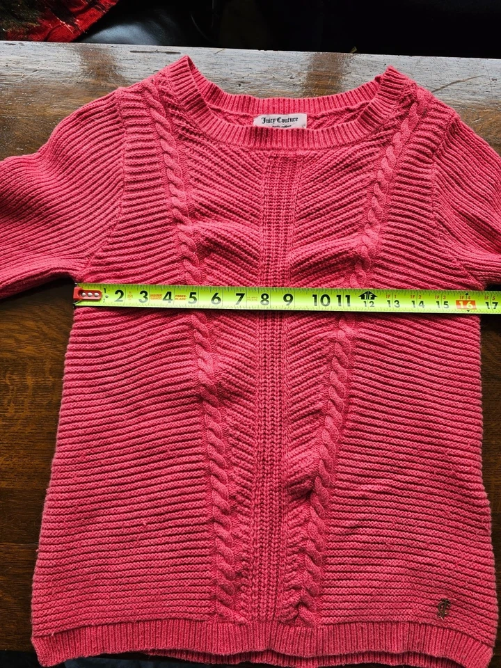 Juicy Couture коралловый розовый кабель вязаный свитер L женщин длинным рукавом Y2K стиль - Изображение 4 из 4