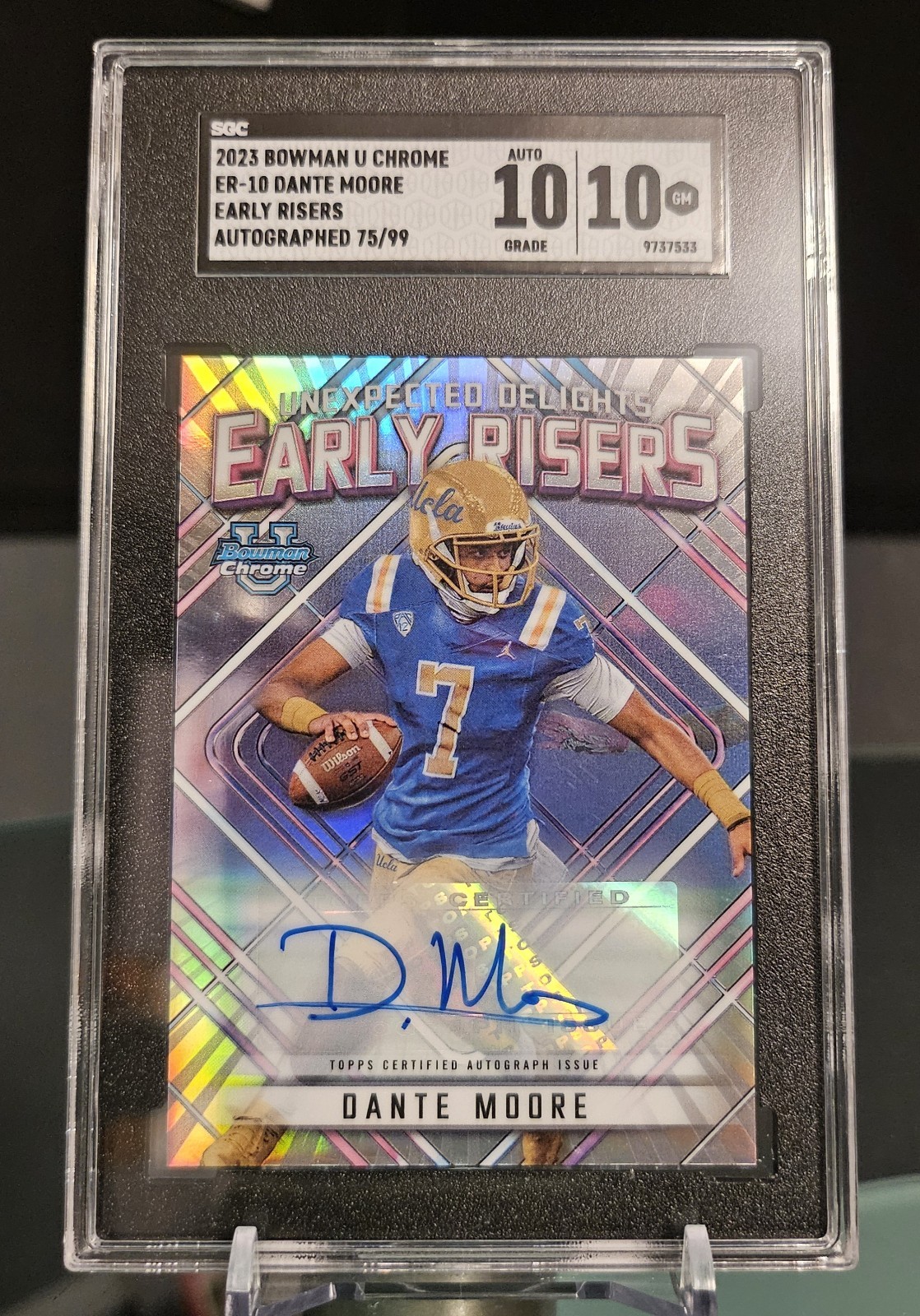 Dante Moore 2023 Bowman Chrome U Early Risers  Autograph Oregon SGC 10  /99