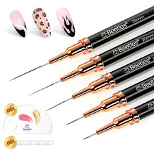 Liner Brushes for Nails 5Pcs, Metallic Nail Art Brushes Black