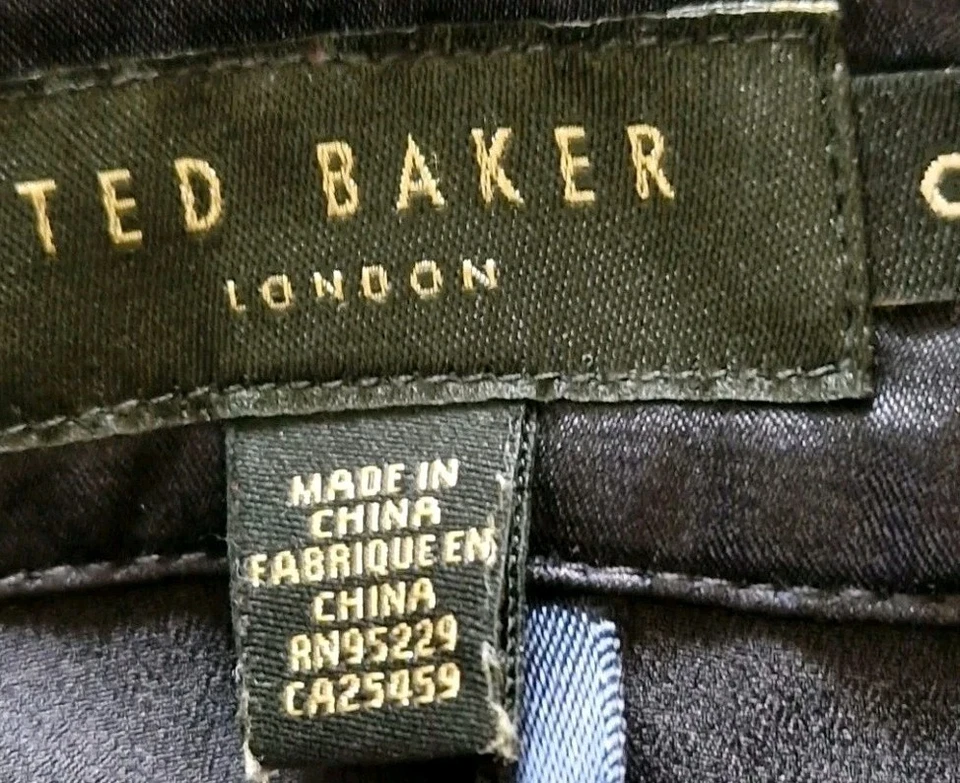 Ted Baker Allexxi Navy Satin Jacquard Wrap Skirt UK6 Animal Print Occasion Wear  - Image 3 of 4