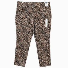 Terra  Sky Women's Core Straight Stretch Brown Leopard Denim Jeans Plus 18W NWT