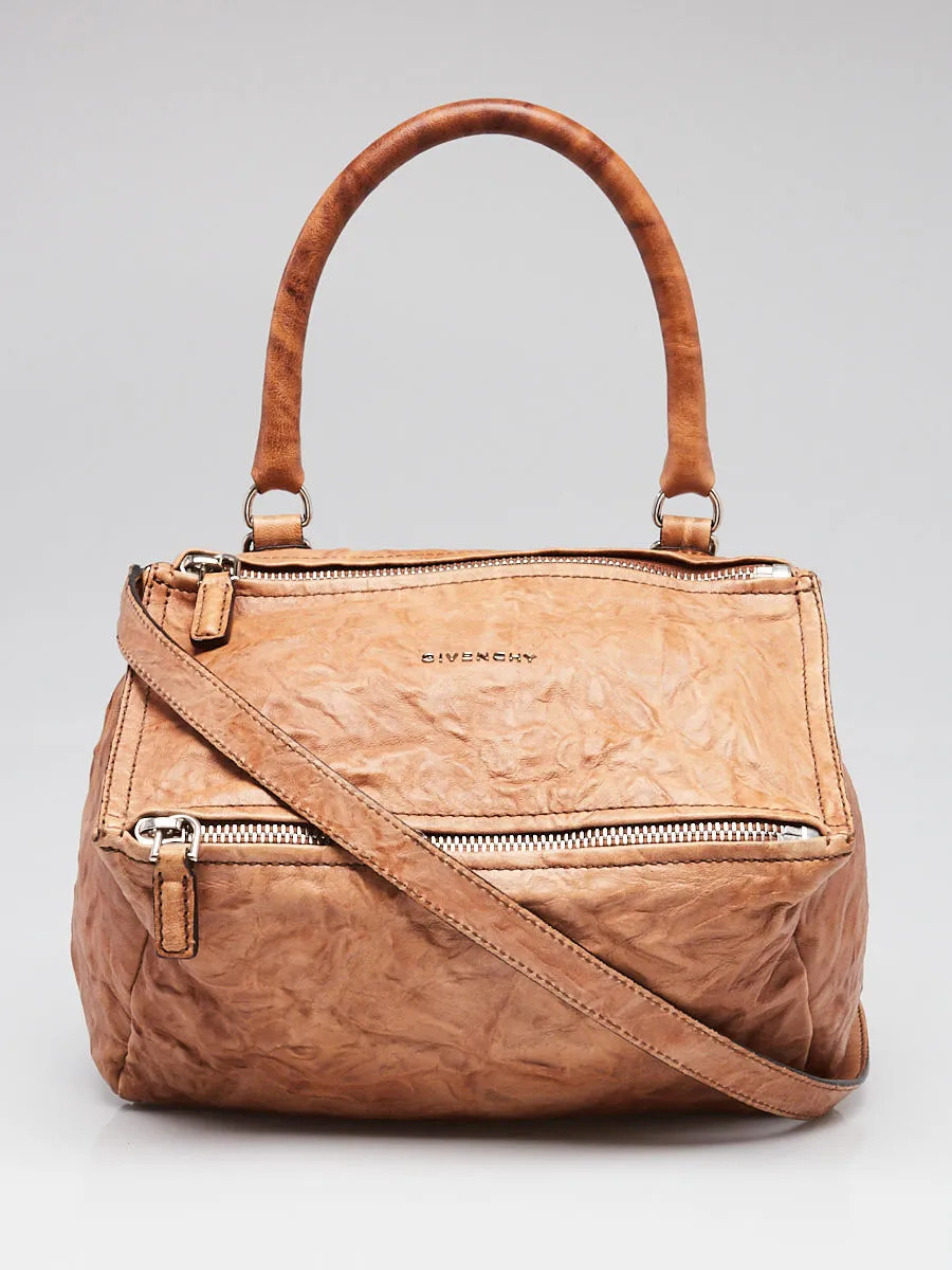 Givenchy Brown Wrinkled Sheepskin Leather Small Pandora Bag