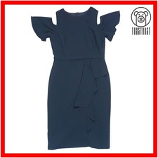 Coast Black Midi Dress UK 12 Cold Shoulder Occasion Wedding Evening Cocktail