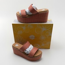 Yellow Box Women's Inisa Wedge Sandal, Coral, Size 7 US M